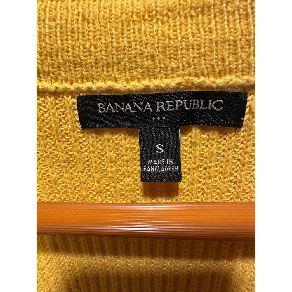 Banana Republic Womens Mustard Yellow Ribbed Boatneck Cotton Blend Sweater S - Picture 5 of 7